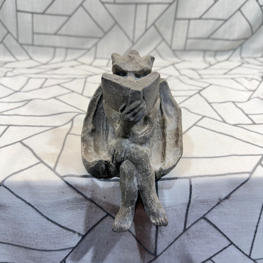 House Parts Gargoyle Shelf Sitter 7.5in Gray Reading Book Gothic Figurine 1996